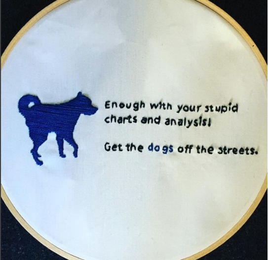 Embroidery of comment from a reader