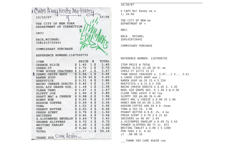 Image of document and results of OCR testing