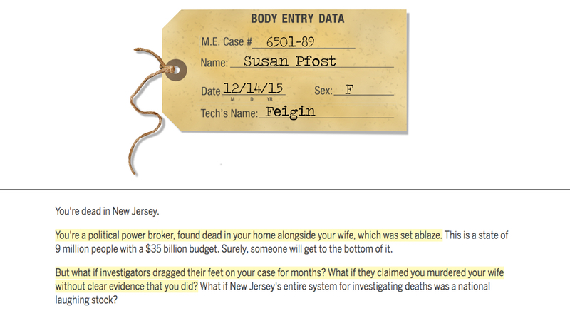 Two screenshots, one of a toe tag with information on a person named Susan, and another of highlighted text.