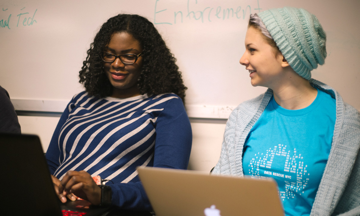 photo of two women at the Data Rescue NYC event