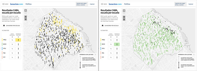 maps with down and up arrows indicating local election gains and losses