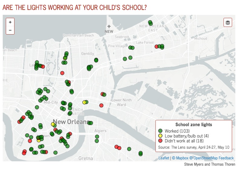 Map of school light locations