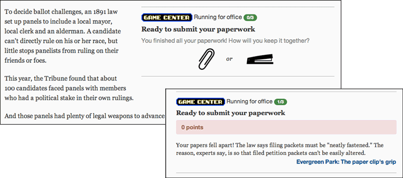 A screenshot from the Tribune's entry